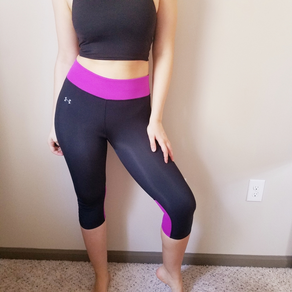 Purple & Black UA Heat Gear Compressive Capri
